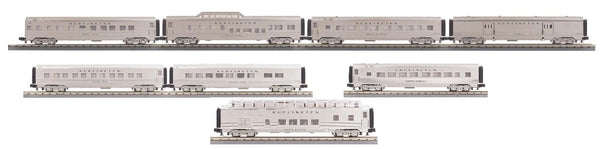MTH 30-68225 Burlington 4 pack Streamlined Passenger Set with 30-68226 2 pack, 30-68227 passenger car , and 30-68228 Vista Dome O Scale NEW
