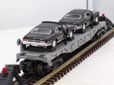 MTH Railking 30-7661 Auto Transport RailKing Flat Car w/Ertlr 1970 Nova O SCALE Like New