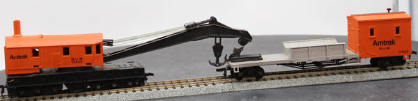 Bachmann 1438 HO Scale Amtrak Crane Car and Boom Tender Set Like New