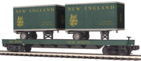 MTH Premier 20-98182 New England Flat Car w(2) 20' Trailers NEW HAVEN O SCALE NEW