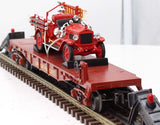 MTH Railking 30-76403 Union Pacific Flat Car w/'23 Maxim C1 Fire Truck O SCALE Like New