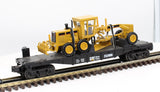 MTH Railking 30-7673 Caterpillar Flat Car - CAT w/Road Grader #252000 O SCALE Used Excellent