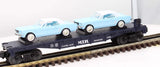 MTH 30-7617 MTH Auto Transport Flat Car with 2 Ertl '64 Mustangs RailKing O Scale Used