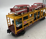 MTH Railking 30-76096 Milwaukee Road Auto Carrier Flat Car w/(4) Chevy Nomads O SCALE Like New
