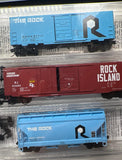 MICRO TRAINS 24010 09200200 07600070  THE ROCK & ROCK ISLAND SET OF 3 FREIGHT CARS N SCALE Like New