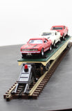 K-Line k691-1051 BNSF Scale Flat w/3 die cast 67 Chevy Camaros O SCALE Used Excellent
