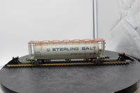 Atlas 6309-2 ACF 3-BAY CYLINDRICAL HOPPER Sterling Salt Freight Car O Scale WEATHERED AS IS Used Excellent