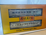 MTH Railking 30-67651 Santa Fe ATSF 2-Car 60' Streamlined Sleeper/Diner passenger car set O SCALE NEW