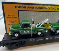 MTH RailKing 30-7615 MTH Service Center Flat Car with Wreckers O SCALE Like New
