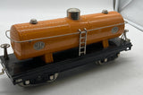 MTH 10-1050 Tank Car Tinplate Traditions Orange w/ Nickel Trim Standard Gauge Used Excellent