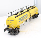 MTH Premier 20-96023 CSX 20K Gallon 4-Compartment Tank Car O SCALE (broken handrail) Used