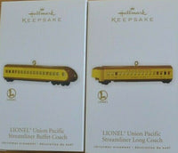 Hallmark Ornament 2010 Lionel Union Pacific UP Streamliner Long Coach & Buffet Coach set