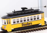 MTH Railking 30-2581 NFL - Pittsburgh Steelers Bump-n-Go Trolley O SCALE Like New WRONG Box