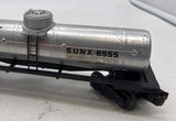 Lionel postwar 6555 SUNOCO gas oils logo Single Dome Tank Car O Scale Used Excellent No Box