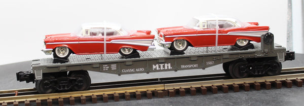 MTH RailKing 30-7610 Flat Car with '57 Chevys O SCALE Like New