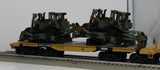 MTH Premier 20-98378 U.S. Army 47' TTX Heavy Duty Flat Car w/(2) Military Tractors O SCALE Like New Damaged Box