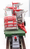 Right of Way Ind. 10858 C&NW Flat Car w/3 Case Combines O SCALE (missing 1/2 pick up wheel on combine) Used
