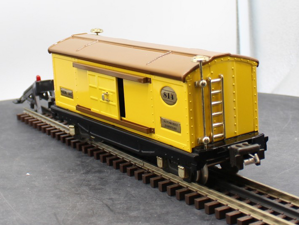 MTH Tinplate 10-1042 Boxcar yellow & brown roof with brass trim O SCALE Like New