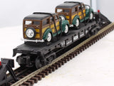 MTH 30-7662 Auto Transport W/2 1940 Woody Wagons O Scale Like New