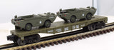 MTSI USAX-39163 Flat Car w/2 Amphibious ARMY Vehicles O SCALE Like New Damaged Box