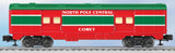 Lionel 6-25197 North Pole Central O27 Streamlined Baggage Car "Comet" Christmas O SCALE Like New- Window Needs Reattached