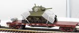 MTH Premier 20-98743 Union Pacific 50-Ton 41' Wood Flat Car w/(1) Sherman Tank O SCALE Like New