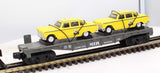 MTH 30-7625 AUTO TRANSPORT FLAT CAR W/ERTL TAXI CAR NO. 1959 RailKing O Scale Like New
