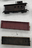 Big lot of 18 freight cars & loco--loose, broken, incomplete-- Mostly DRGW-- AS IS HOn3 Scale Used No Boxes
