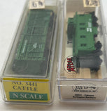 Atlas 35651 Model Power 3441 Burlington Northern Cattle Car & Caboose N SCALE Like New
