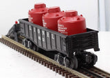 Lionel 6112-1 Post War Celebration black gondola with 3 Red Cannisters (reproduction ) O SCALE Like New