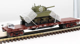 MTH Premier 20-98743 Union Pacific 50-Ton 41' Wood Flat Car w/(1) Sherman Tank O SCALE Like New