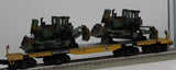 MTH Premier 20-98378 U.S. Army 47' TTX Heavy Duty Flat Car w/(2) Military Tractors O SCALE Like New Damaged Box