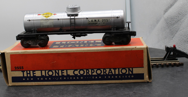 Lionel Postwar 2555 Sunoco METAL Tank Car with Flying Shoes O SCALE Like New