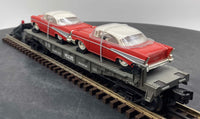 MTH Railking 30-7610 MTH w/57 Chevys RailKing Flat Car O SCALE Used Excellent