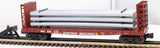 MTH Railking 30-76690 Western Maryland Flat Car - w/Bulkheads & Pipe Load O SCALE Like New