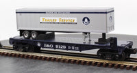 MTH Railking 30-7633 Baltimore & Ohio Flat Car w/ trailer O SCALE NEW