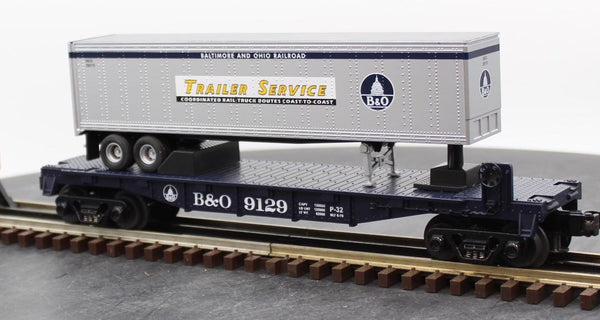 MTH Railking 30-7633 Baltimore & Ohio Flat Car w/ trailer O SCALE NEW