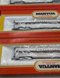 Mantua 4PRRMAN Set of 4 Manuta Pennsylvania PRR Silver/ red passenger cars HO SCALE Like New as is cosmetically