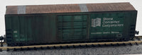 Micro-Trains Line 02500570 Stone COntainer Corp WEATHERED 50' Boxcar w kadee style couplers N SCALE WEATHERED AS IS Like New