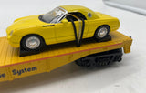 MTH Railking 30-76055 Chessie Flat Car w/ 2000 Ford Thunderbirds (yellow) O SCALE Like New