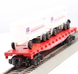 American Flyer 6-48491 BURLINGTON NORTHERN Flat Car v/ Vans S Scale Like New