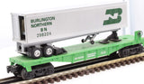Lionel 6-16308 BURLINGTON NORTHERN Flatcar Mainline #298224 O Scale Used Damaged Box