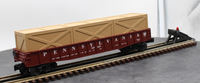MTH Railking 30-7209 Pennsylvania Car Semi Scale Gondola & 3 crates no. 367829 O-27 Scale. O SCALE Like New