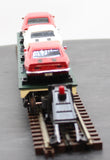 K-Line k691-1051 BNSF Scale Flat w/3 die cast 67 Chevy Camaros O SCALE Used Excellent