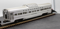 Lionel 6-9579 LIONEL ILLUMINATED BURLINGTON ALUMINUM PASSENGER CAR SILVER KETTLE VISTA DOME CAR O SCALE Used Excellent Damaged Box