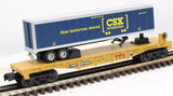 MTH 30-4233B CSX Flat Car w/ 40 ft. trailer O Scale Like New