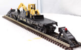 MTH 30-7606 MTH Lines w/Backhoe Flat Car RailKing O Scale Used Damaged Box