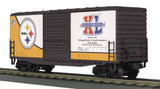 MTH 30-4171-1 NFL Pittsburgh Steelers Super Bowl Dash-8 R-T-R Deluxe Freight Train Set with Proto-Sound 2.0 AND , 30-74362 ADD ON High Cube Boxcar (Set of 2) O Scale NEW