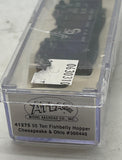 Atlas 41275 CHESAPEAKE & OHIO 55 Ton Fishbelly Hopper Black/White N Scale WEATHERED AS IS Used Excellent no coal load