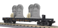 MTH RailKing 30-76927 Halloween Flat Car with Headstones and flickering lighted candles lighted 1031 O SCALE NEW